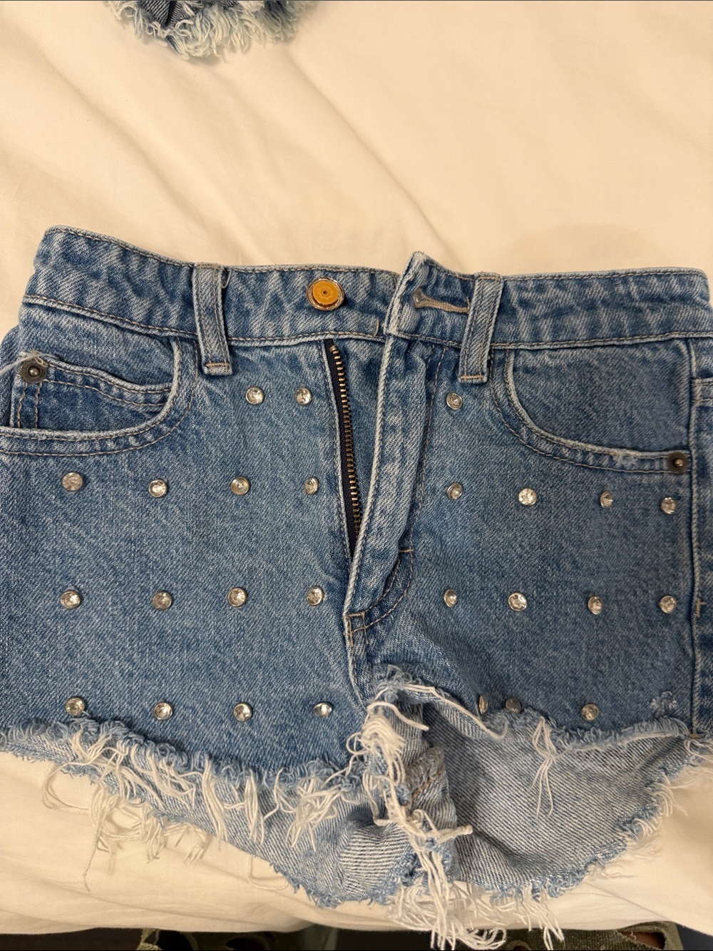 Katie J Studded Denim Cutoff Shorts - Blue